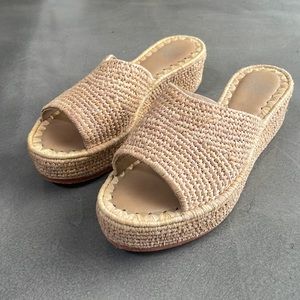 Jeffrey Campbell jute platform slip-ons Sz 8